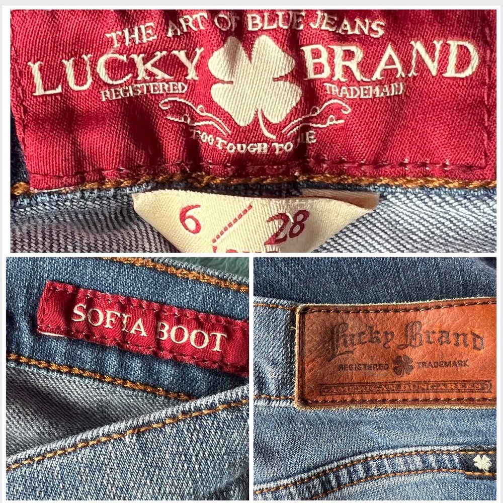 Lucky Brand women med blue acid wash jeans Sofia bootcut mid rise Sz 6/28 Tall - Picture 3 of 16